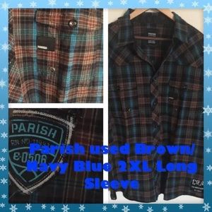 Parish Long Sleeve Brown/Blue Size 2XL Used